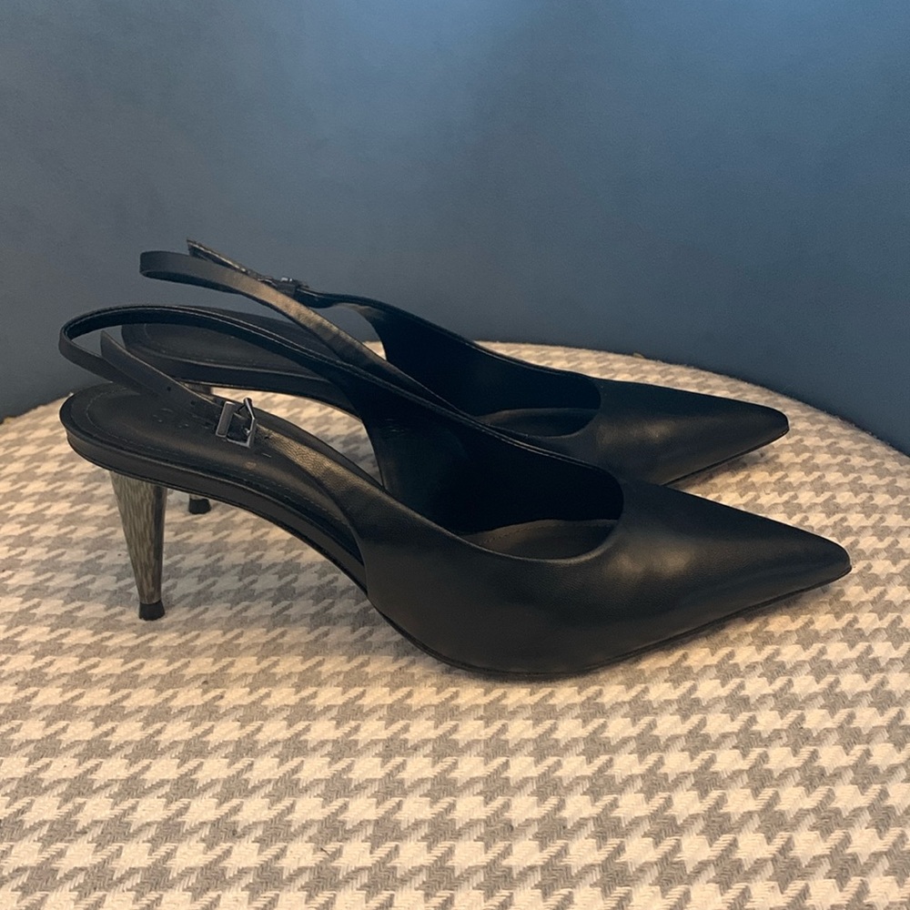 Shultz Leather Pin-Heel Slingback Pumps